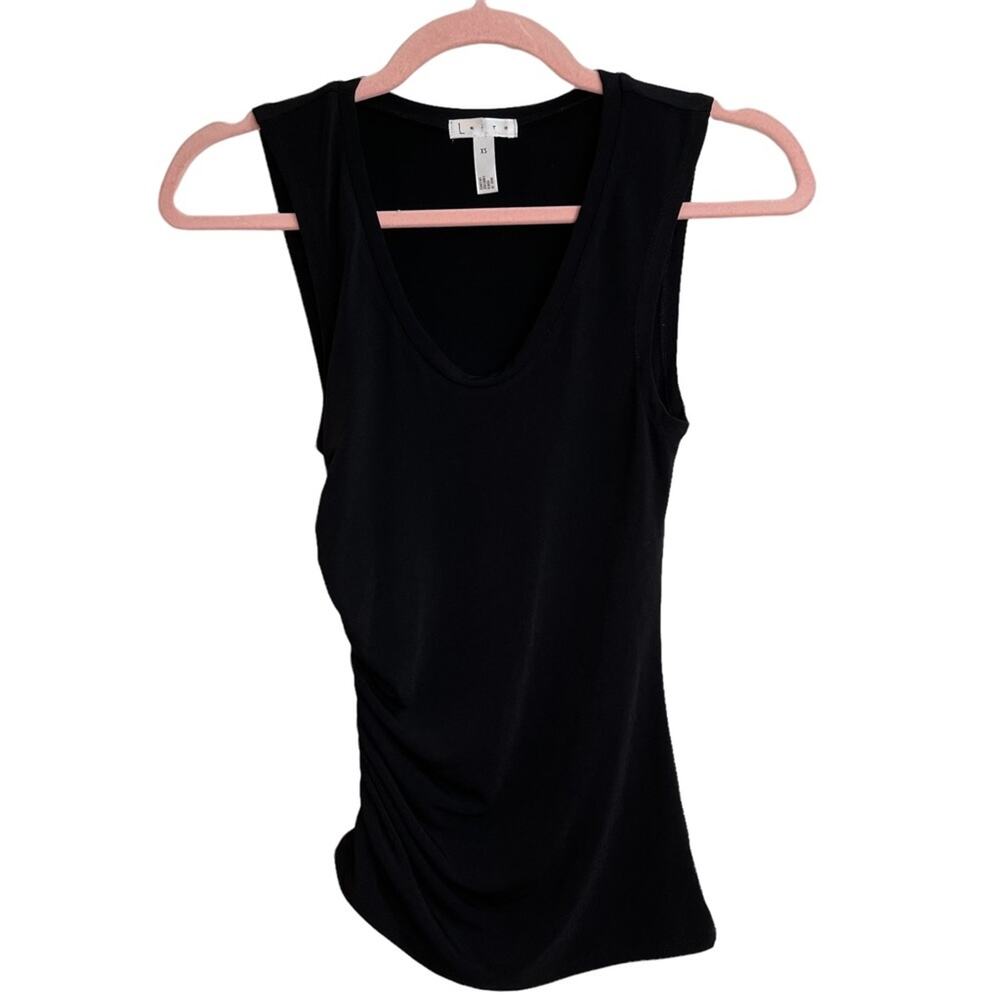 Leith Black Ruched Black Tank Top NWOT